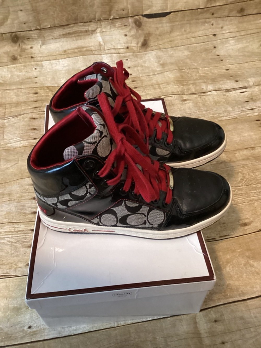 Coach Signature High-Top Sneakers Size 8/ With Box